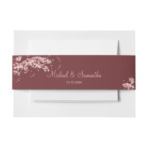 Elegante Kirschblüten-Hochzeit Einladungsbanderole