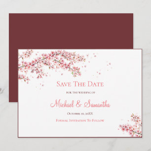 Elegante Kirschblüten-Hochzeit Save The Date