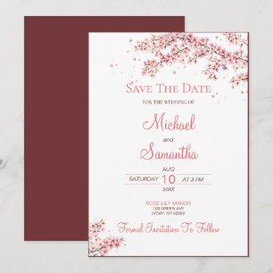 Elegante Kirschblüten-Hochzeit Save The Date