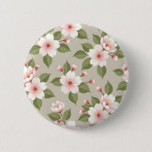 Elegante Kirschblüten nahtloses Muster Button (Vorderseite)