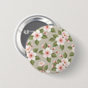 Elegante Kirschblüten nahtloses Muster Button