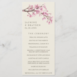 Elegante Kirschblüten-Rosa Florale Hochzeit Programm