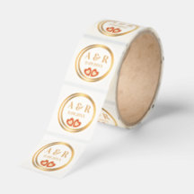 Elegante klare Monogramm-Rund-Hochzeitsaufkleber