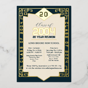 Elegante Klasse 2004 20 Jahre High School Wiederse Folieneinladung