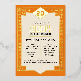 Elegante Klasse 2004 20 Jahre High School Wiederse Folieneinladung