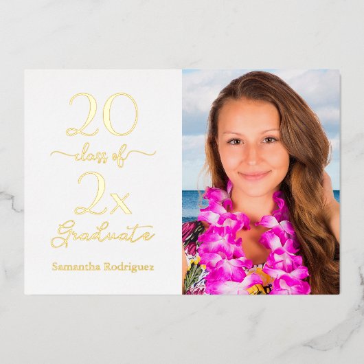 Elegante Klasse 2025 Foto Graduation Party Gold Folieneinladung (Vorderseite)