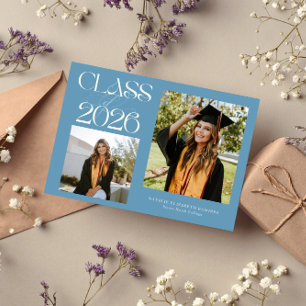 Elegante Klasse 2026 Typografie Grad Denim Blau Ankündigung