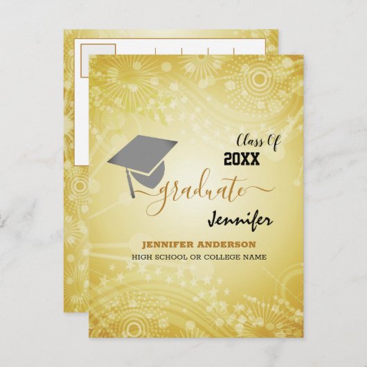 Elegante Klasse 20XX, Foto, Topper-Abschluss Ankündigungspostkarte (Vorne/Hinten)