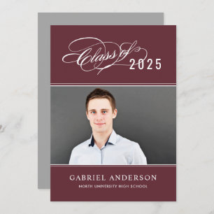 Elegante Klasse der Red Foto Graduation Party 2024 Einladung