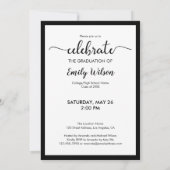 Elegante Klasse der Schwarz-weißen Graduationspart Einladung (Rückseite)