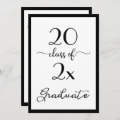 Elegante Klasse der Schwarz-weißen Graduationspart Einladung (Vorne/Hinten)