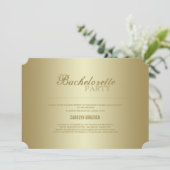 Elegante Klasse| Gold - Ticket| Bachelorette Einladung (Stehend Vorderseite)