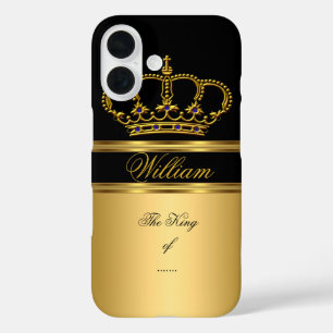 Elegante Klasse Königlich Gold Schwarze Krone 4b iPhone 16 Hülle