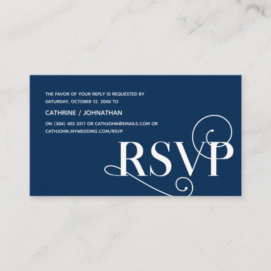 Elegante Klasse, Navy Blue Script, UAWG Response Begleitkarte (Vorderseite)