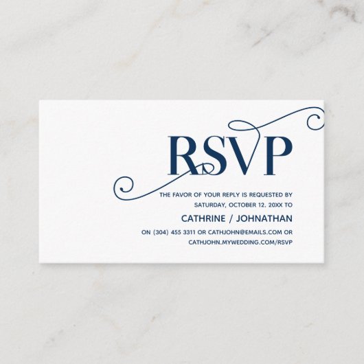 Elegante Klasse, Navy Blue Script, UAWG Response Begleitkarte (Vorderseite)