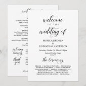 Elegante Klasse, schwarze Schrift, Hochzeitsfeier Programm (Vorne/Hinten)