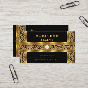 Elegante klassige Gold-Schwarz-Leopard mit Juwel Visitenkarte