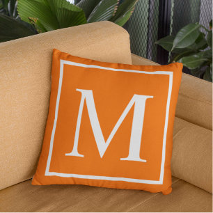 Elegante klassige Orange anpassen Monogramm Kissen