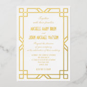 Elegante Klassik Art Deco Einfache FrameWhite Gold Folieneinladung (Vorderseite)