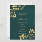 Elegante Klassik Dunkelgrün Eukalyptus Hochzeit Einladung (Vorderseite)