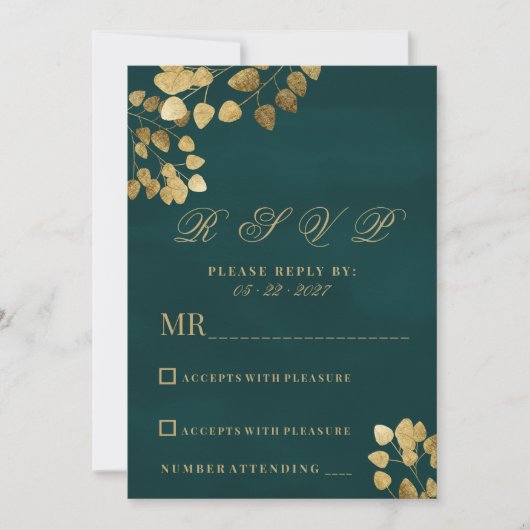 Elegante Klassik Dunkelgrün Eukalyptus-UAWG Einladung (Vorderseite)
