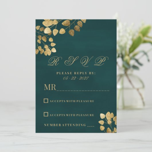 Elegante Klassik Dunkelgrün Eukalyptus-UAWG Einladung (Stehend Vorderseite)