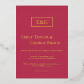 Elegante Klassik Gold Script Magenta Moderne Hochz Folieneinladung (Vorderseite)