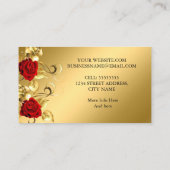 Elegante Klassik Golden Rote Rose Goldenes Leaf Visitenkarte (Rückseite)