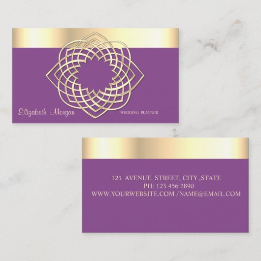Elegante Klassik modern,Violett,Imitate Gold Borde Visitenkarte (Vorne/Hinten)