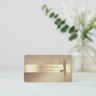 Elegante Klassik Modernes Gold Glitzer Yoga Girl Visitenkarte