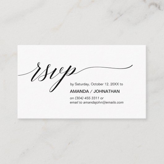 Elegante Klassik, Schwarzes Script, Party UAWG Begleitkarte (Vorderseite)