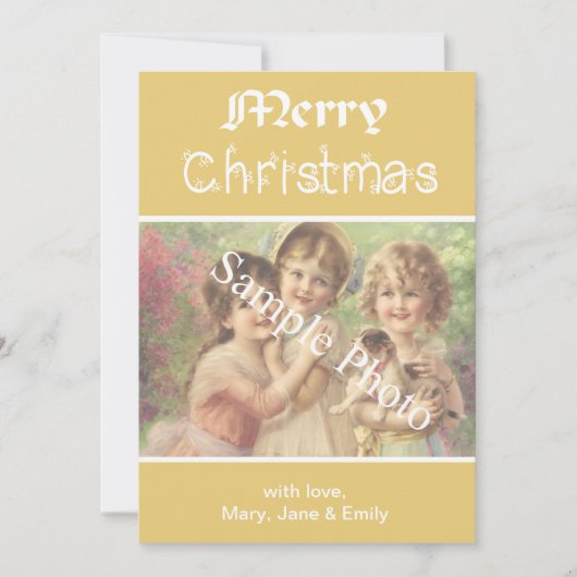 Elegante, klassisch gelbe Weihnachtskarte Feiertagskarte (Vorderseite)