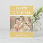 Elegante, klassisch gelbe Weihnachtskarte Feiertagskarte (Stehend Vorderseite)
