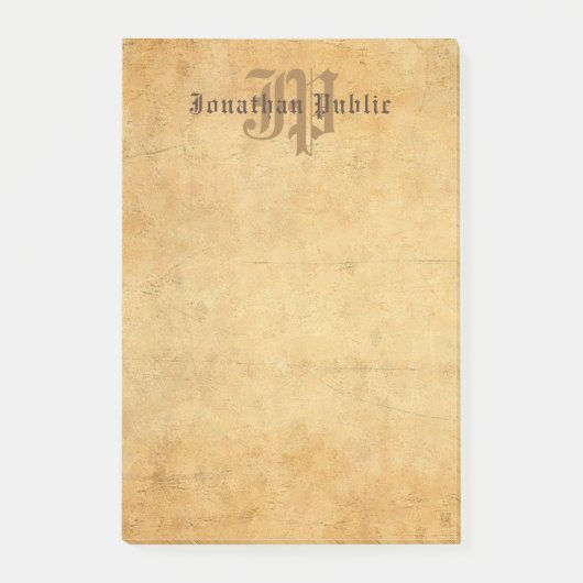 Elegante, klassisch gezeichnete Monogramm-Vorlage Post-it Klebezettel (Vorderseite)