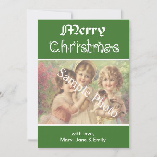Elegante, klassisch grüne Weihnachtskarte Feiertagskarte (Vorderseite)