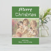 Elegante, klassisch grüne Weihnachtskarte Feiertagskarte (Stehend Vorderseite)