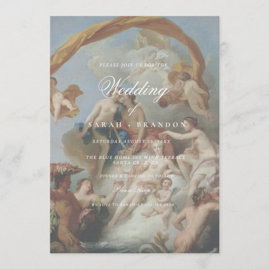 Elegante klassische alte Malerei Hochzeit Einladung (Vorderseite)