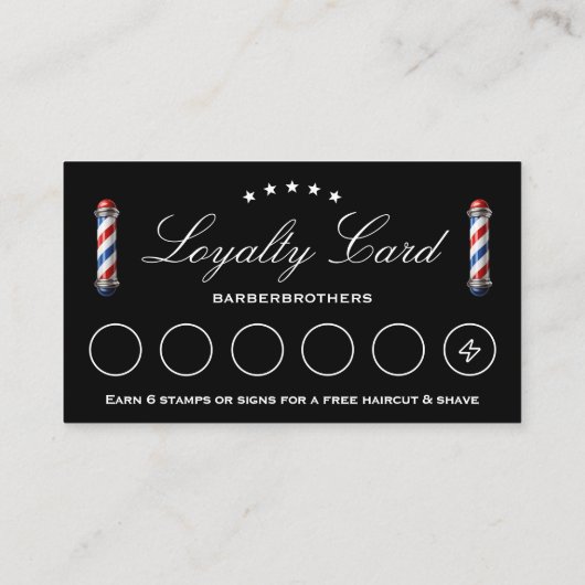 Elegante klassische Barber Pole Black Loyalty Visitenkarte (Rückseite)