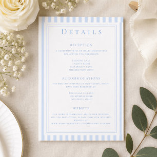 Elegante klassische blaue Streifen-Hochzeit Begleitkarte