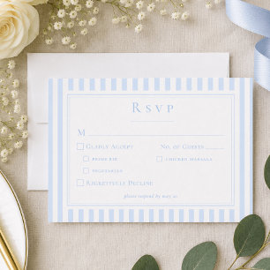 Elegante klassische blaue Streifen-Hochzeit RSVP Karte