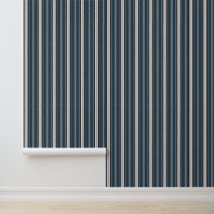 Elegante, klassische blaue Streifen Tapete