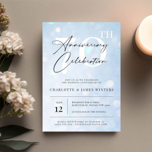 Elegante klassische Blautaufe zum 70. Jubiläum Einladung
