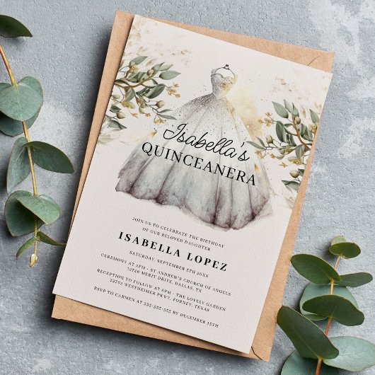 Elegante klassische Blumen- und Prinzesskleidung Q Einladung