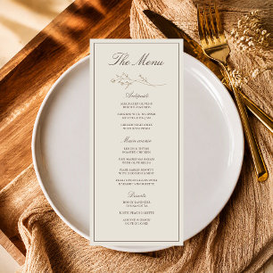 Elegante klassische Blumenrand-Hochzeitsmenü Menükarte
