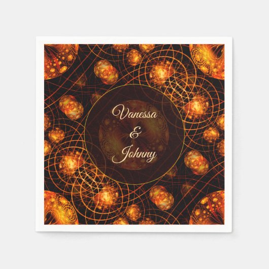 Elegante klassische Boho moderne Gold #901 Hochzei Serviette (Vorderseite)