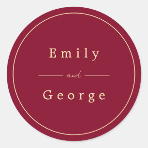 Elegante klassische Burgund Gold Moderne schicke H Runder Aufkleber