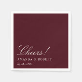 Elegante klassische Burgunder-Hochzeit Serviette (Vorderseite)