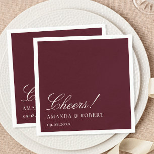 Elegante klassische Burgunder-Hochzeit Serviette