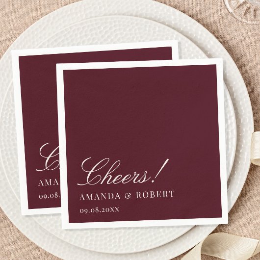 Elegante klassische Burgunder-Hochzeit Serviette