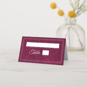 Elegante klassische burgunderrote Beeren-Hochzeit Platzkarte